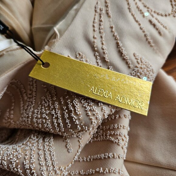 Alexia Admor Womens Beige Nude Look Kardashian Cocktail Dress L MSRP $305 NWT - Picture 12 of 12